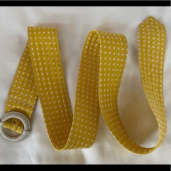 J.CREW S/M Yellow Polka Dot Quilted Silk Belt VERY NICE! - Picture 1 of 5